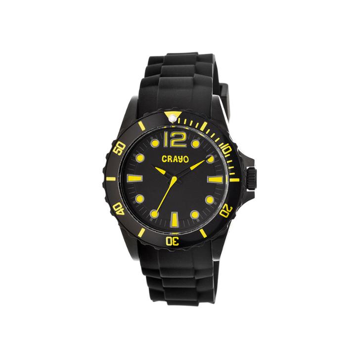 Crayo Unisex Fierce Black & Yellow Strap Watch