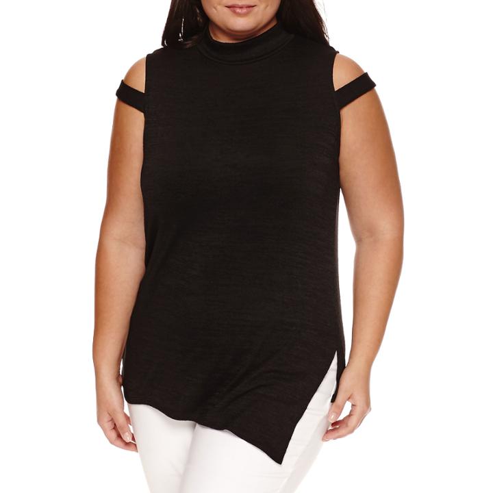 Bisou Bisou Sleeveless Mock Neck T-shirt-plus