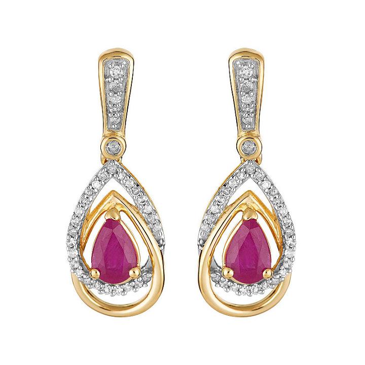 1/3 Ct. T.w. Lab Created Red Ruby 10k Gold Drop Earrings