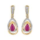1/3 Ct. T.w. Lab Created Red Ruby 10k Gold Drop Earrings