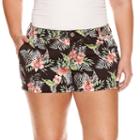 Arizona Black Florall Shorts-juniors Plus