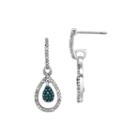 1/3 Ct. T.w. White And Color-enhanced Blue Diamond Sterling Silver Earrings