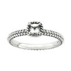 Personally Stackable Checker-cut Genuine White Topaz Ring