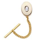 Gold-plated Polished Tie Tack With Diamond Accent