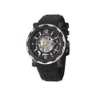 Sthrling Original Mens Gold-tone Bezel Black Silicone Strap Skeleton Automatic Watch