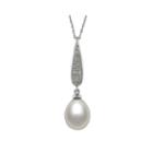 14k White Gold Cultured Freshwater Pearl And Diamond-accent Pendant Necklace