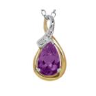 Genuine Amethyst And Diamond-accent Drop Pendant Necklace