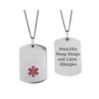 Personalized Stainless Steel Dog Tag Medical Id Necklace