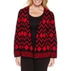 Alfred Dunner Tis The Season 3/4 Sleeve Cardigan