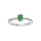 Genuine Emerald And Diamond-accent Sterling Silver Oval Ring