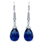 Sterling Silver Lab-created Blue Sapphire Drop Earrings
