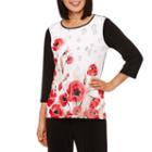 Alfred Dunner Saratoga Springs 3/4 Sleeve Crew Neck T-shirt-womens