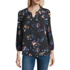 By & By 3/4 Sleeve Split Crew Neck Crepe Blouse-juniors