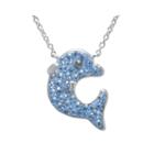 Blue Crystal Silver-plated Dolphin Pendant Necklace