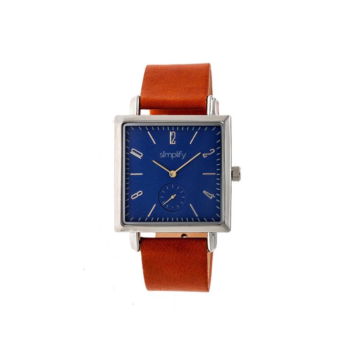 Simplify Blue Dial Mens Brown Strap Watch-sim5004