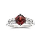 Genuine Garnet & Lab-created White Sapphire Ring In Sterling Silver