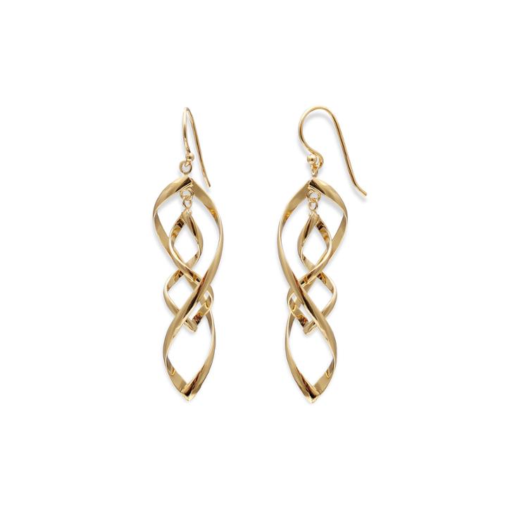 14k Gold Over Silver Double Twist Drop Earrings