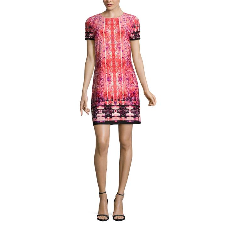 London Style Short Sleeve Shift Dress-petites