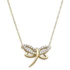 1/10 Ct. T.w. Diamond 10k Yellow Gold Dragonfly Pendant Necklace