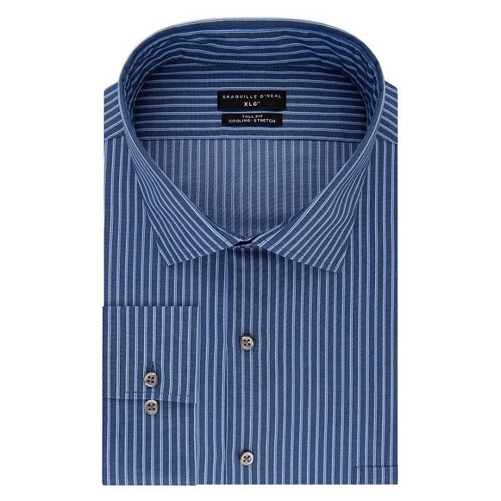 Shaquille Oneal Xlg Shaquille O'neal Xlg Flex Collar Cooling Stretch Big And Tall Long Sleeve Broadcloth Checked Dress Shirt