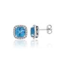 Genuine Blue Topaz & Lab-created White Sapphire Sterling Silver Earrings