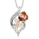 Enchanted Disney Fine Jewelry Womens 1/10 Ct. T.w. White Diamond Sterling Silver Gold Over Silver Pendant Necklace