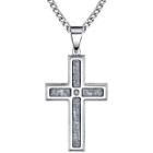 Mens Diamond-accent Stainless Steel Cross Pendant Necklace