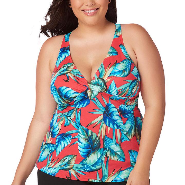 St. John's Bay Leaf Tankini Swimsuit Top-plus