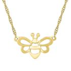 Womens 10k Gold Butterfly Pendant Necklace