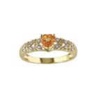 Heart-shaped Genuine Orange Sapphire And Diamond-accent Ring