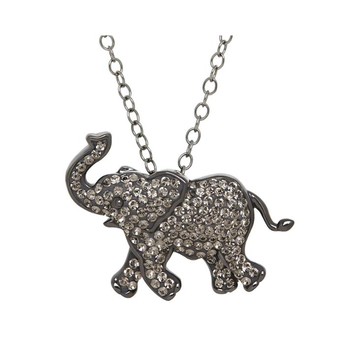 Animal Planet&trade; Crystal Sterling Silver Endangered Indian Elephant Pendant Necklace