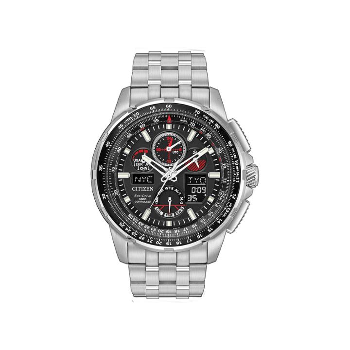 Citizen Eco-drive Mens Silver Tone Skyhawk A-t Bracelet Watch Jy8050-51e
