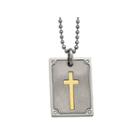 Mens Diamond Accent Stainless Steel & 18k Yellow Gold Square Pendant