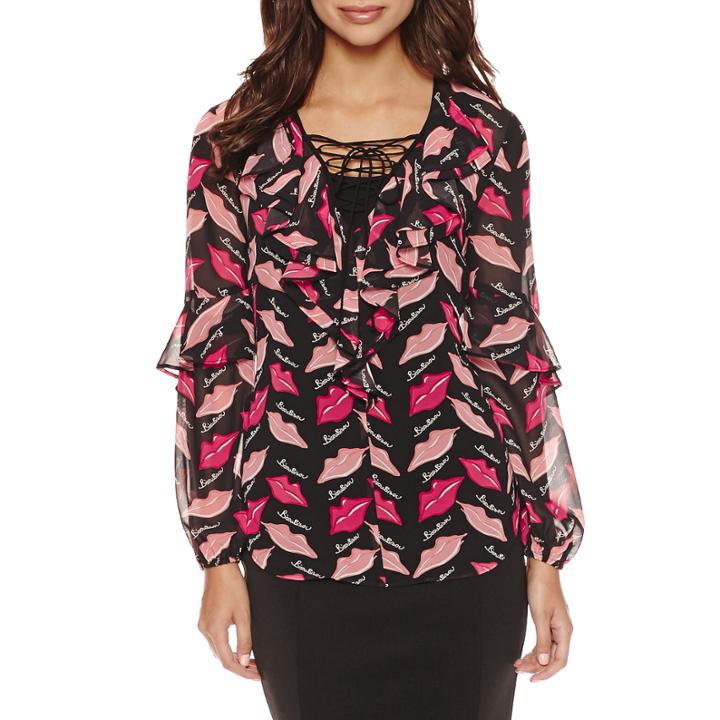 Bisou Ruffled Lace Up Top