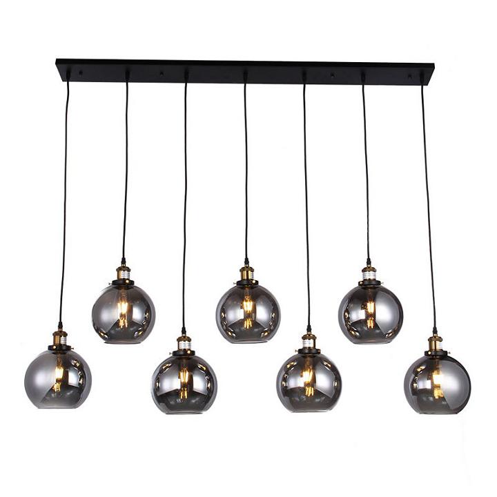 Aira Black And Bronze Metal 7-light Linear Chandelier With Edison Bulbs