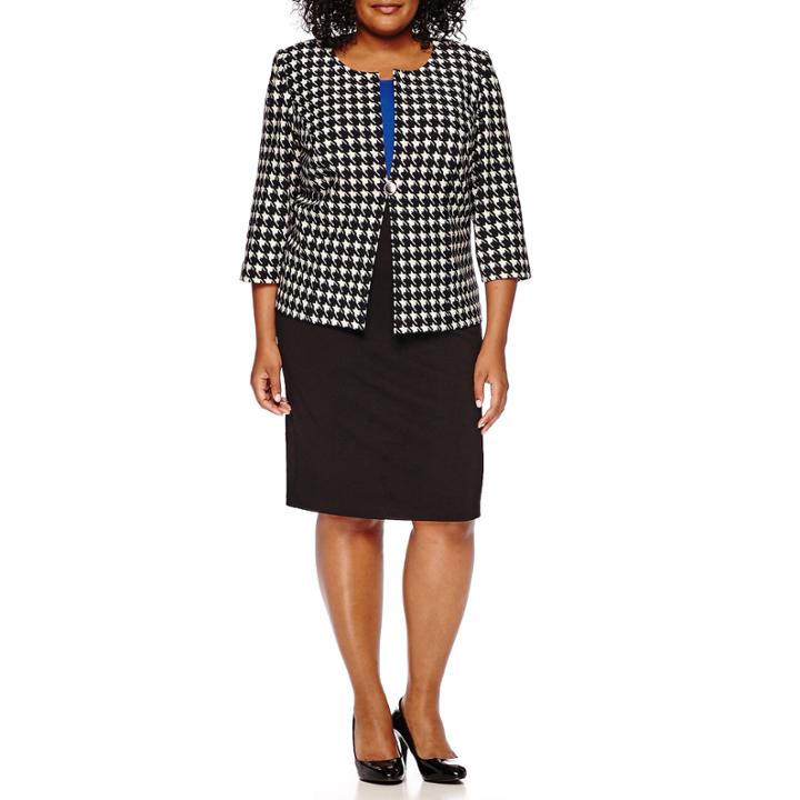 Danny & Nicole 3/4-sleeve Houndstooth Jacket Dress - Plus