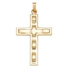 14k Yellow Gold Polished Textured Cross Charm Pendant