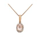 Oval Genuine Morganite And 1/10 Ct. T.w. Diamond 14k Rose Gold Halo Pendant Necklace
