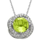 Peridot & Lab-created White Sapphire Sterling Silver Love Knot Pendant Necklace