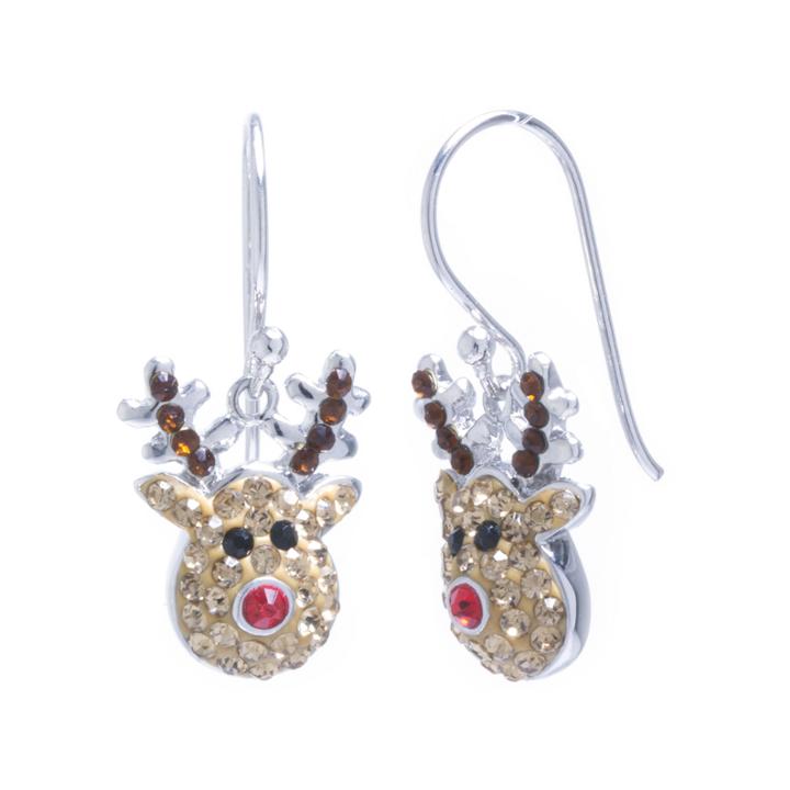 Sparkle Allure Rudolph Multi Color Crystal Silver Over Brass Drop Earrings