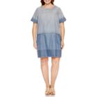 Luxology Short Sleeve Ombre Sheath Dress-plus