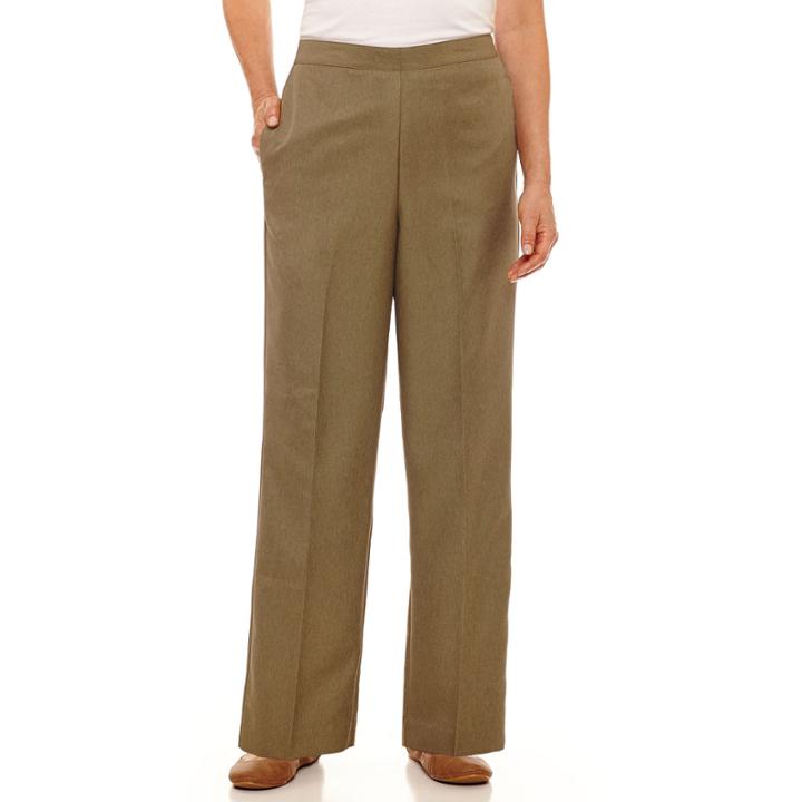 Alfred Dunner Palm Dessert Woven Flat Front Pants