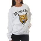 Freeze Juniors' Tiger Roaring Worthy Vintage Graphic Sweatshirt With Embroidered Patch