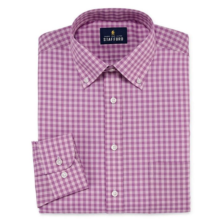 Stafford Southeast Strategy Long Sleeve Broadcloth Gingham Dress Shirt - Big And Tall