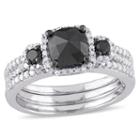 Midnight Black Diamond 1 3/4 Ct. T.w. Color-enhanced Black & White Diamond Sterling Silver Bridal Set
