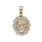 Tesoro&trade; 14k Tri-tone Cubic Zirconia Mi Bautizo Baptismal Medallion Pendant