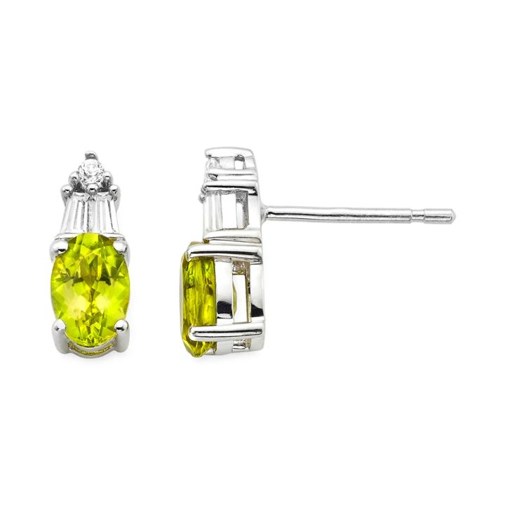 Genuine Peridot & Lab-created White Sapphire Sterling Silver Earrings