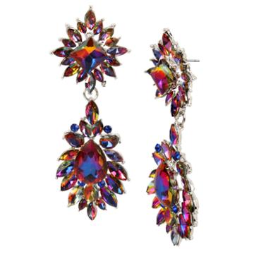 Bleu Nyc Stone Cluster Double Drop Earrings