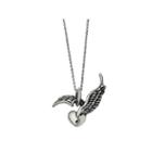 Mens Stainless Steel Antiqued Winged Heart Pendant