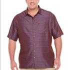 Van Heusen Air Rayon Poly Grid Short Sleeve Button-front Shirt-big And Tall